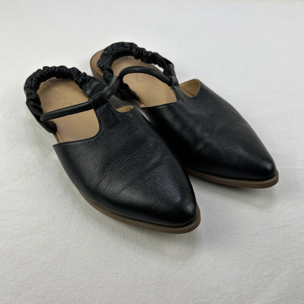 Bueno Leather Sling Back Flats Women's 8 EU 38 Black Slip On